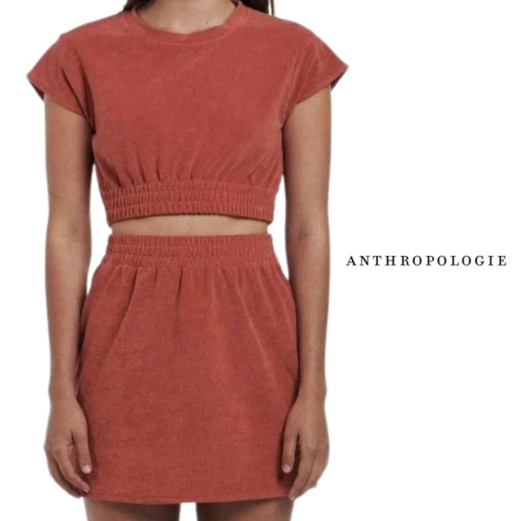 Anthropologie Charlie Holiday Soleil Mini Skirt Set - Rust - Size M Skirt/L Top - Picture 1 of 11